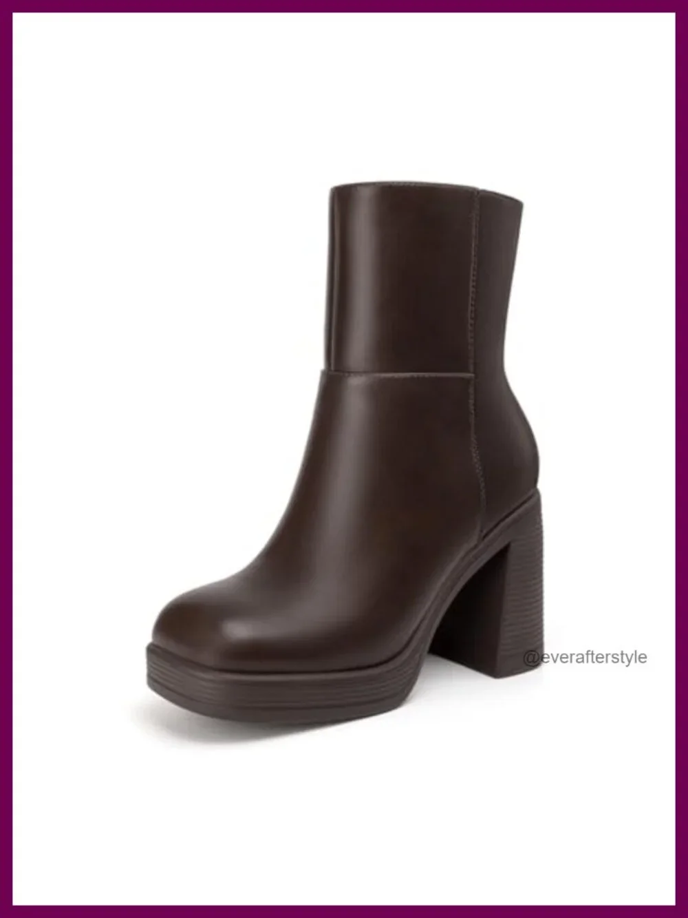 Platform Ankle Boots Chunky Block Heel Square Toe Fashion Dress Booties